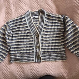 Striped Blue and Cream Women's Sweater